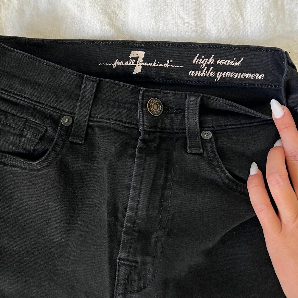 7 For All Mankind Gwenevere High Waist Ankle Jeans Black 24